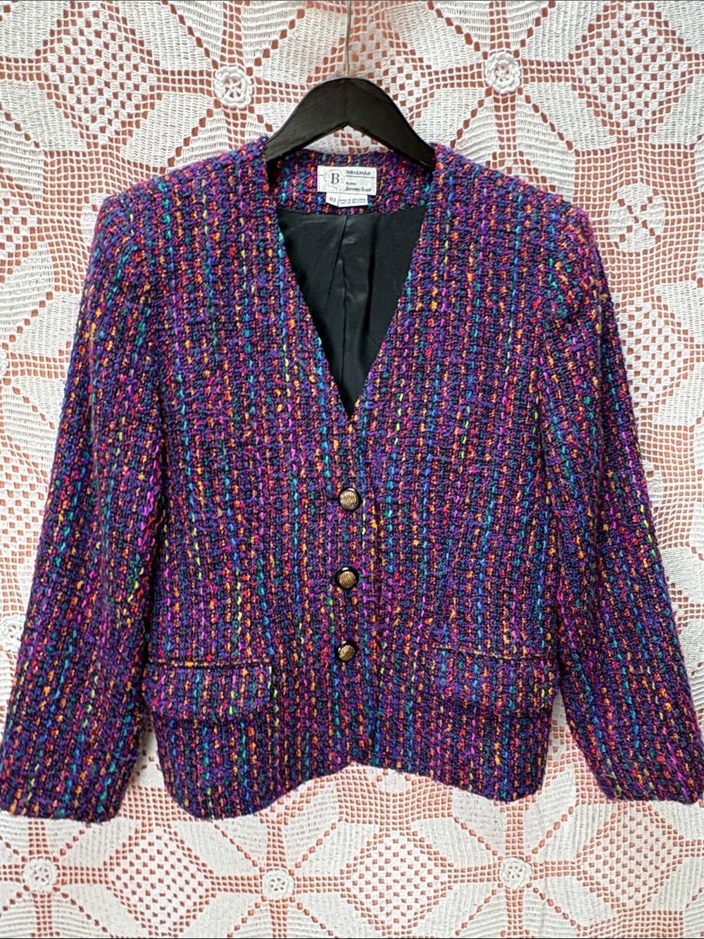 Vintage Braemar Multicolour Tweed Blazer – Size 10